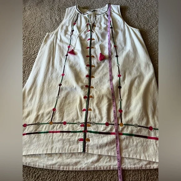 Madewell Willow Embroidered Shift Dress Boho Linen Blend Dress size S Lined - Picture 12 of 12